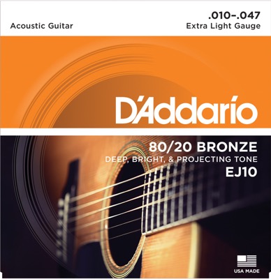 EJ10 i gruppen Strngar / Gitarrstrngar / D'Addario / Acoustic Guitar / 80/20 Bronze hos Crafton Musik AB (370220807050)